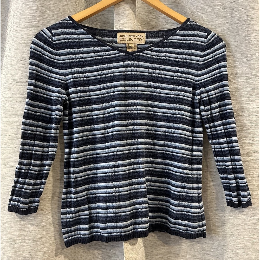 VTG Jones New York Sport Striped‎ Oversized Sweater Women's Size Small 90s